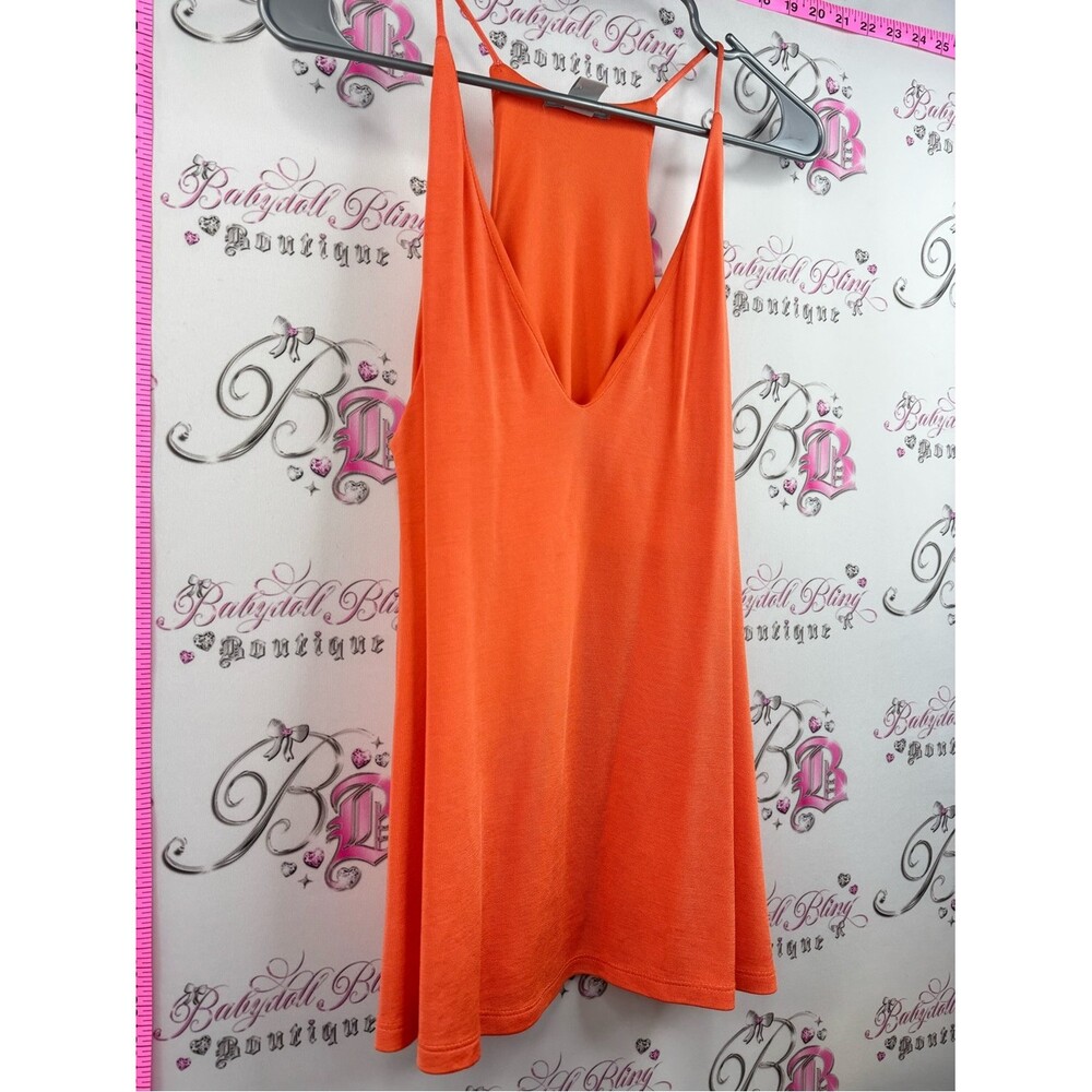 H&M tank top flowy bright neon summer Orange V-Neck Racerback Tank Top - Picture 3 of 7